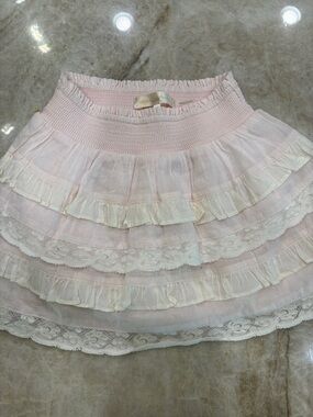 Love Shack Fancy - Toddler Light Pink Ruffled Tiered Skirt